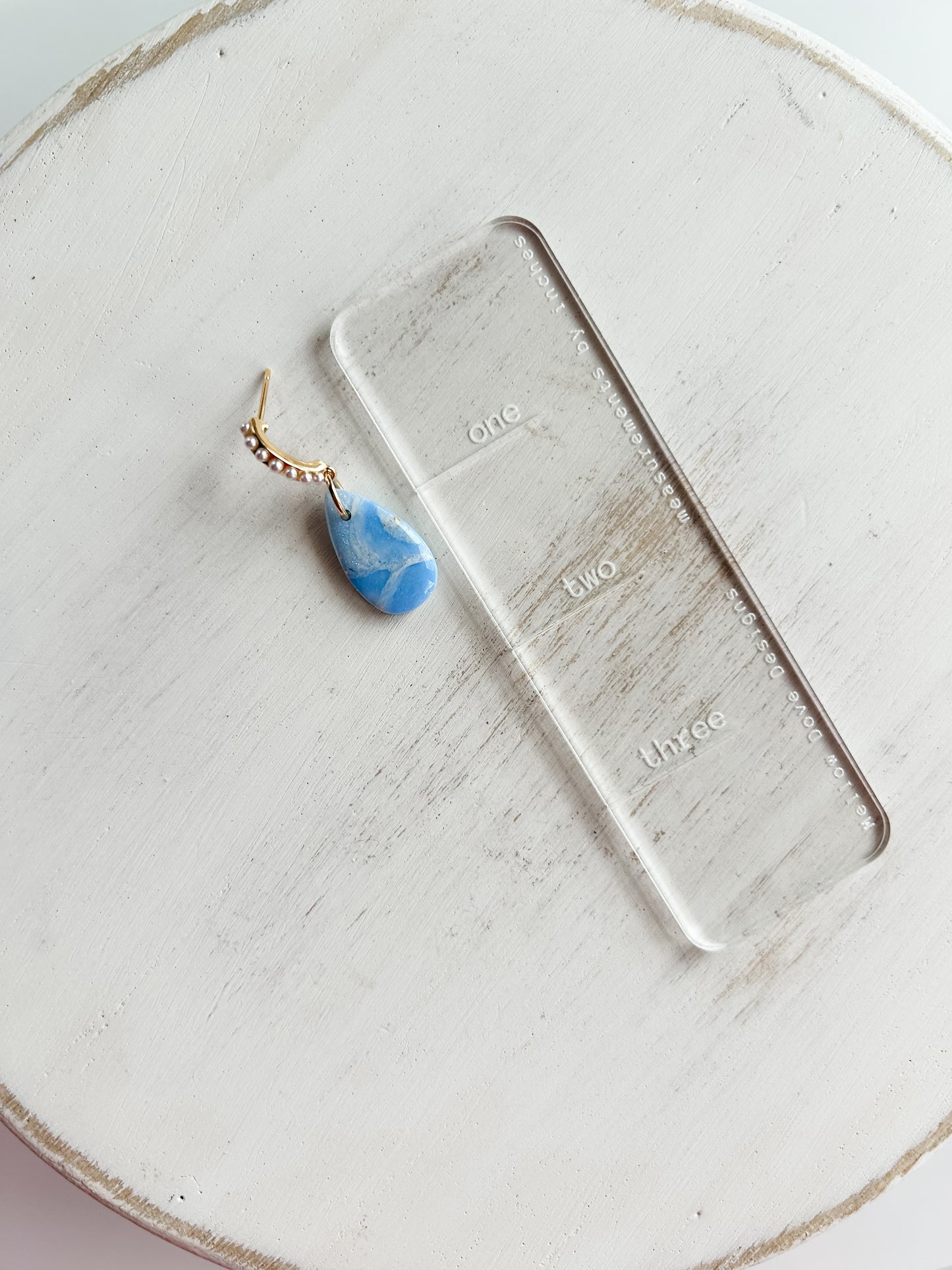 Coastal Cloud Marble | Pearl Hoop Earrings
