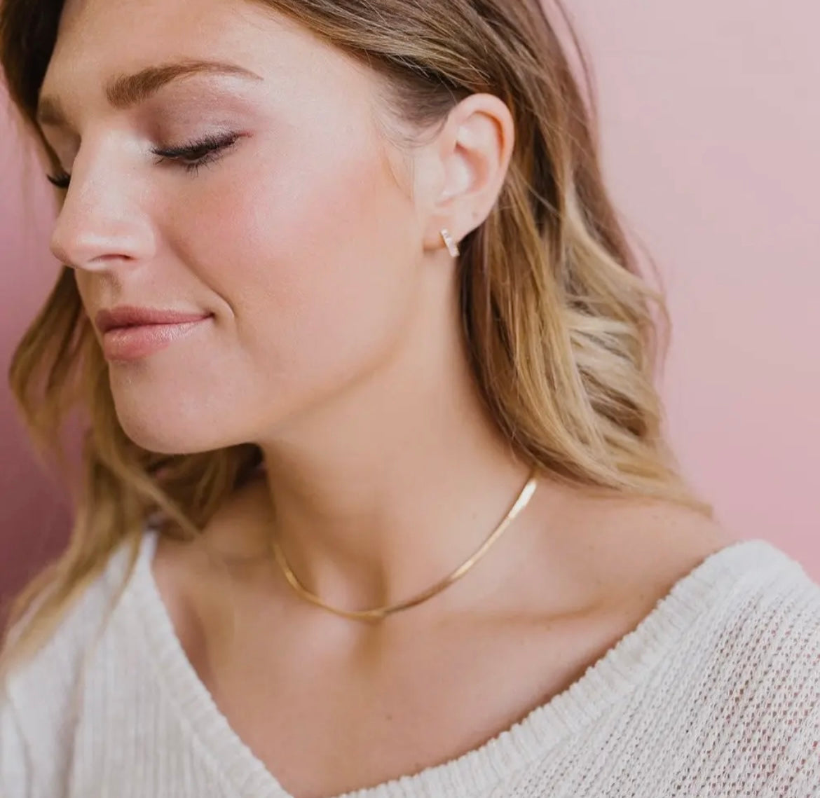 Jade Gold-Filled Herringbone Necklace