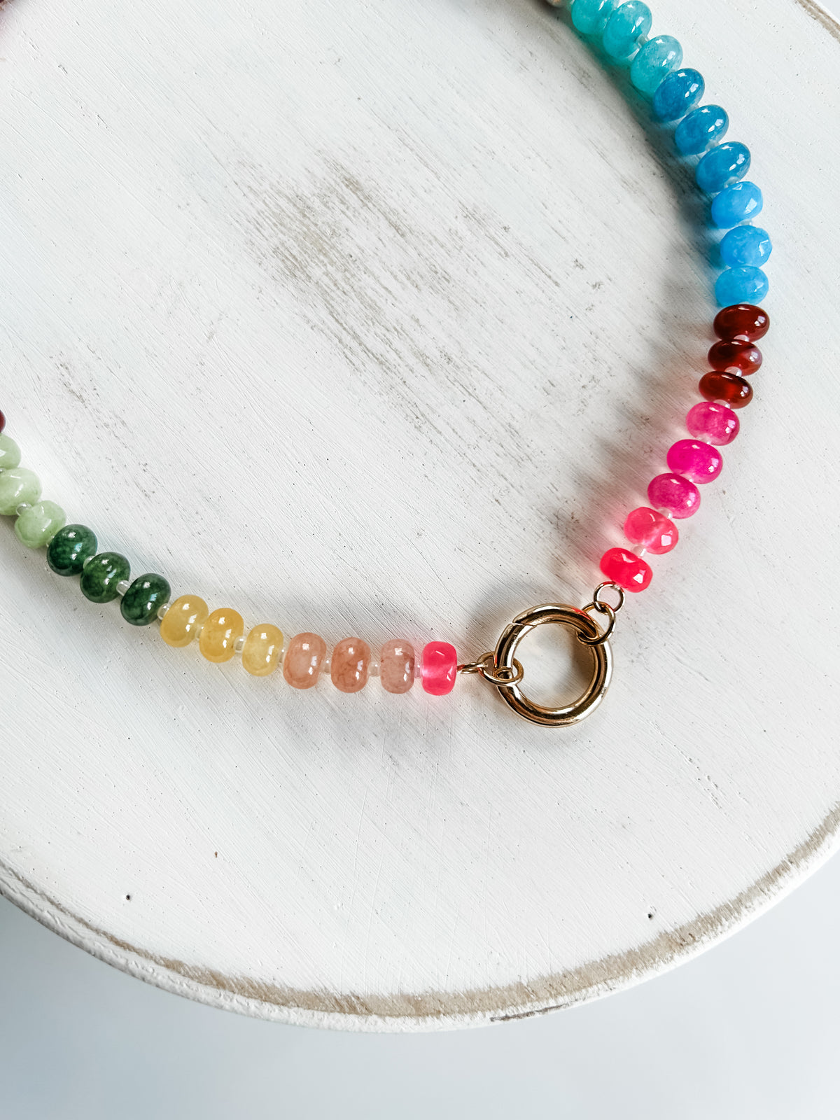 Charm Necklace Base | Rainbow Quartz Gemstone