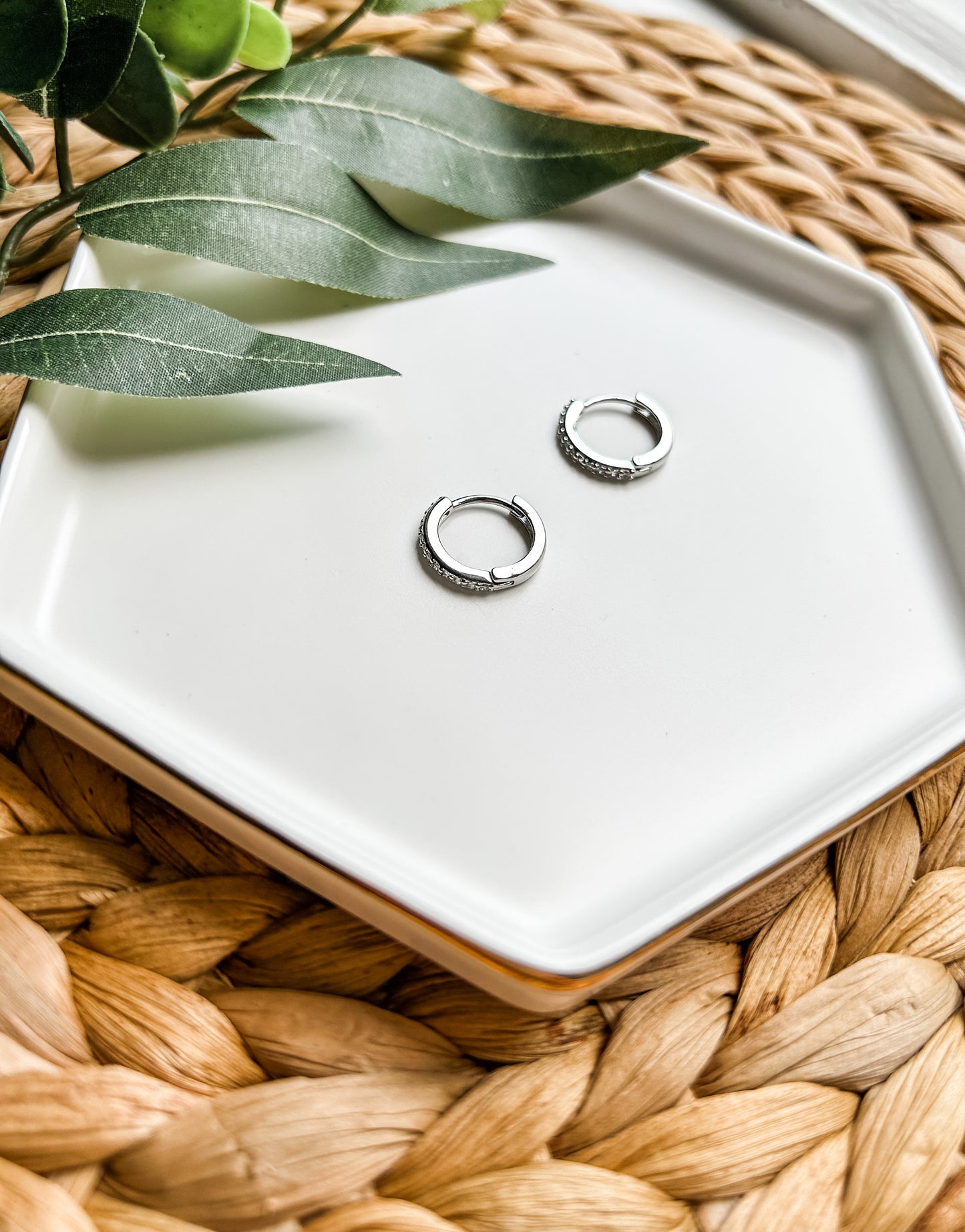 14K White Gold-Filled CZ Mini Hoops
