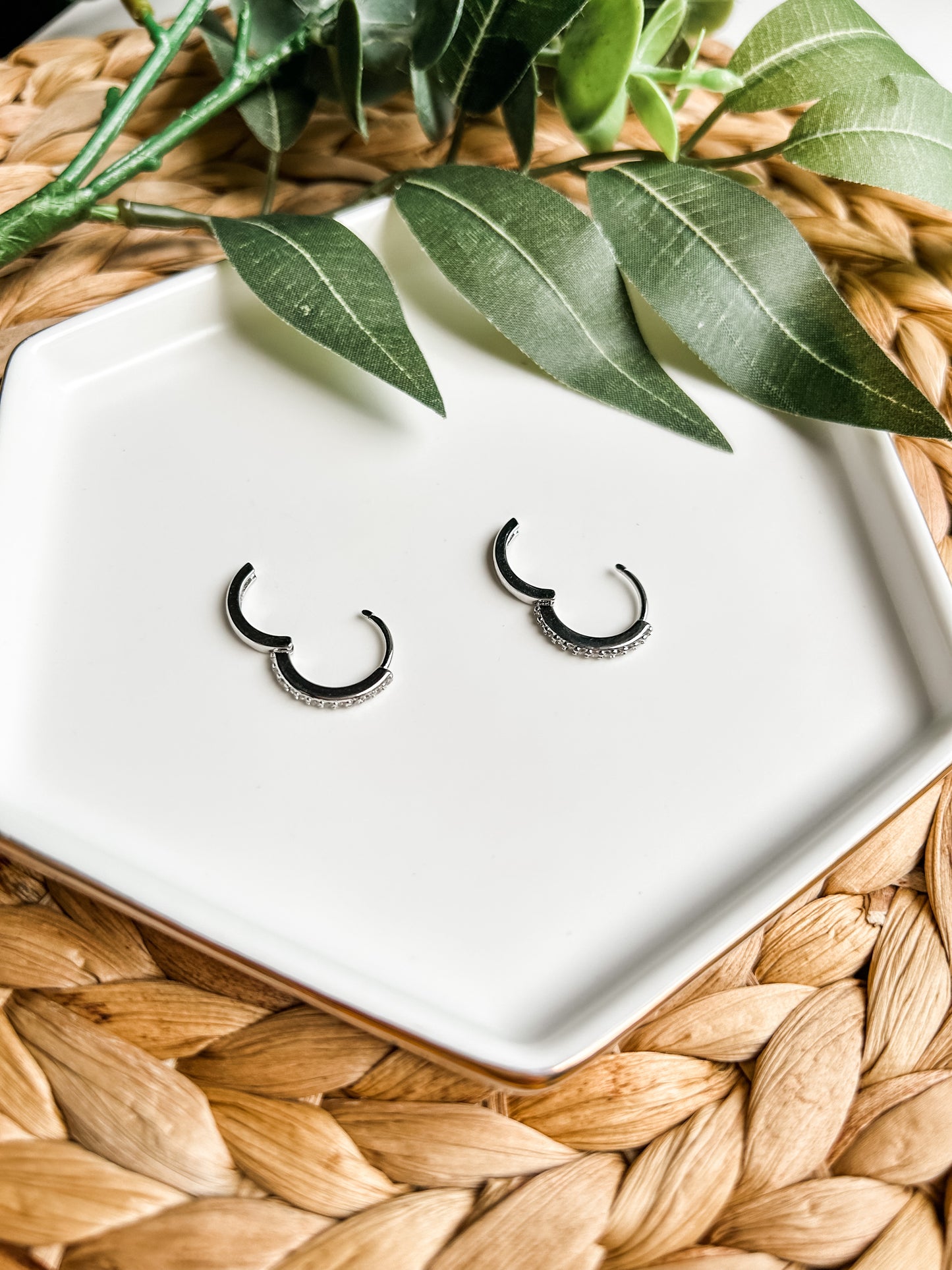 14K White Gold-Filled CZ Mini Hoops
