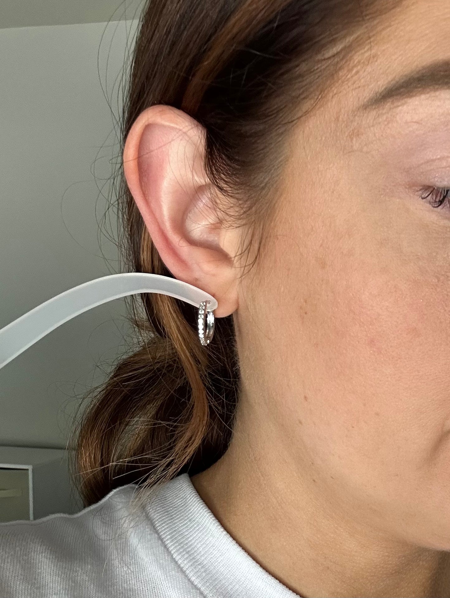 14K White Gold-Filled CZ Mini Hoops