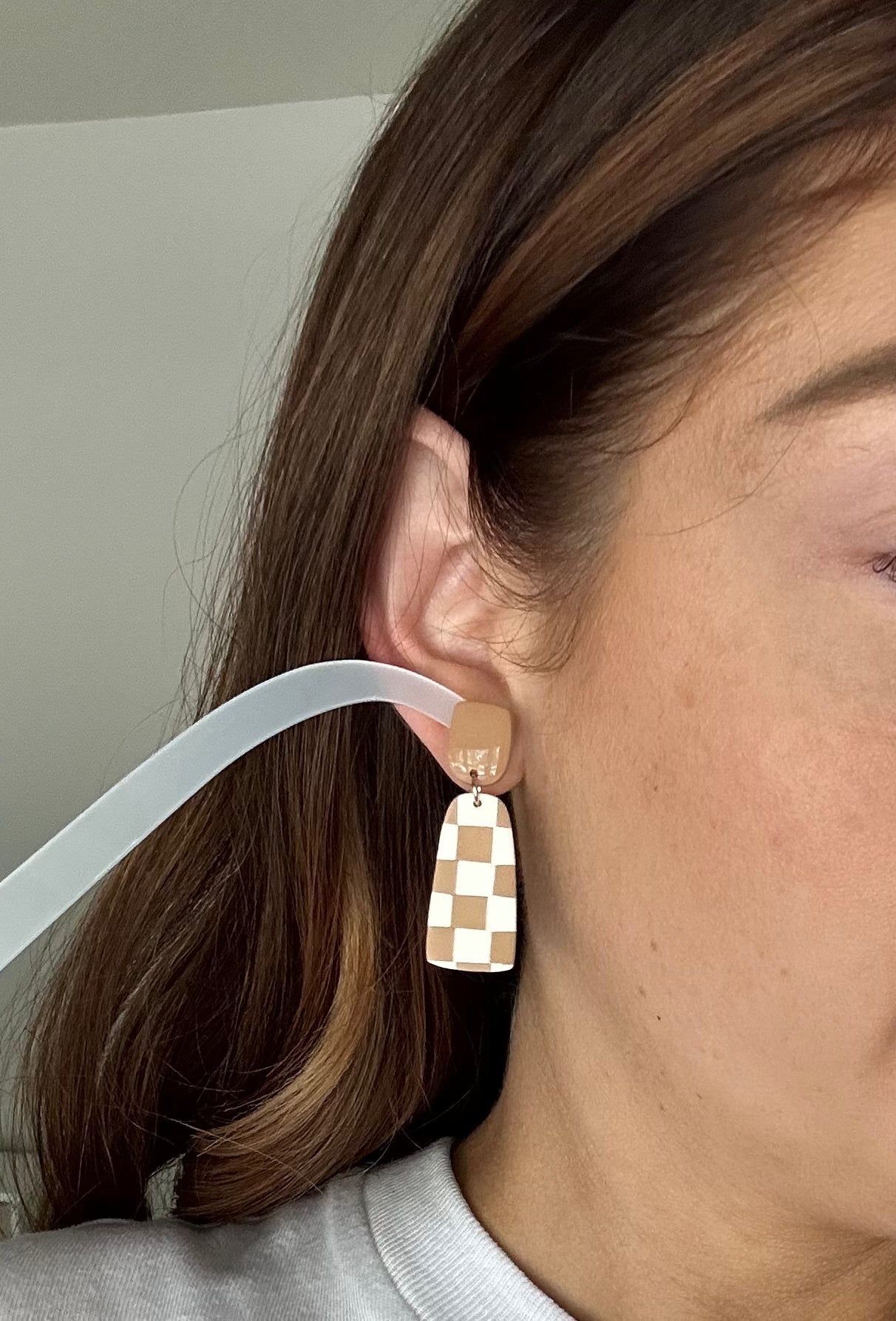 Caramel Checkerboard Earrings
