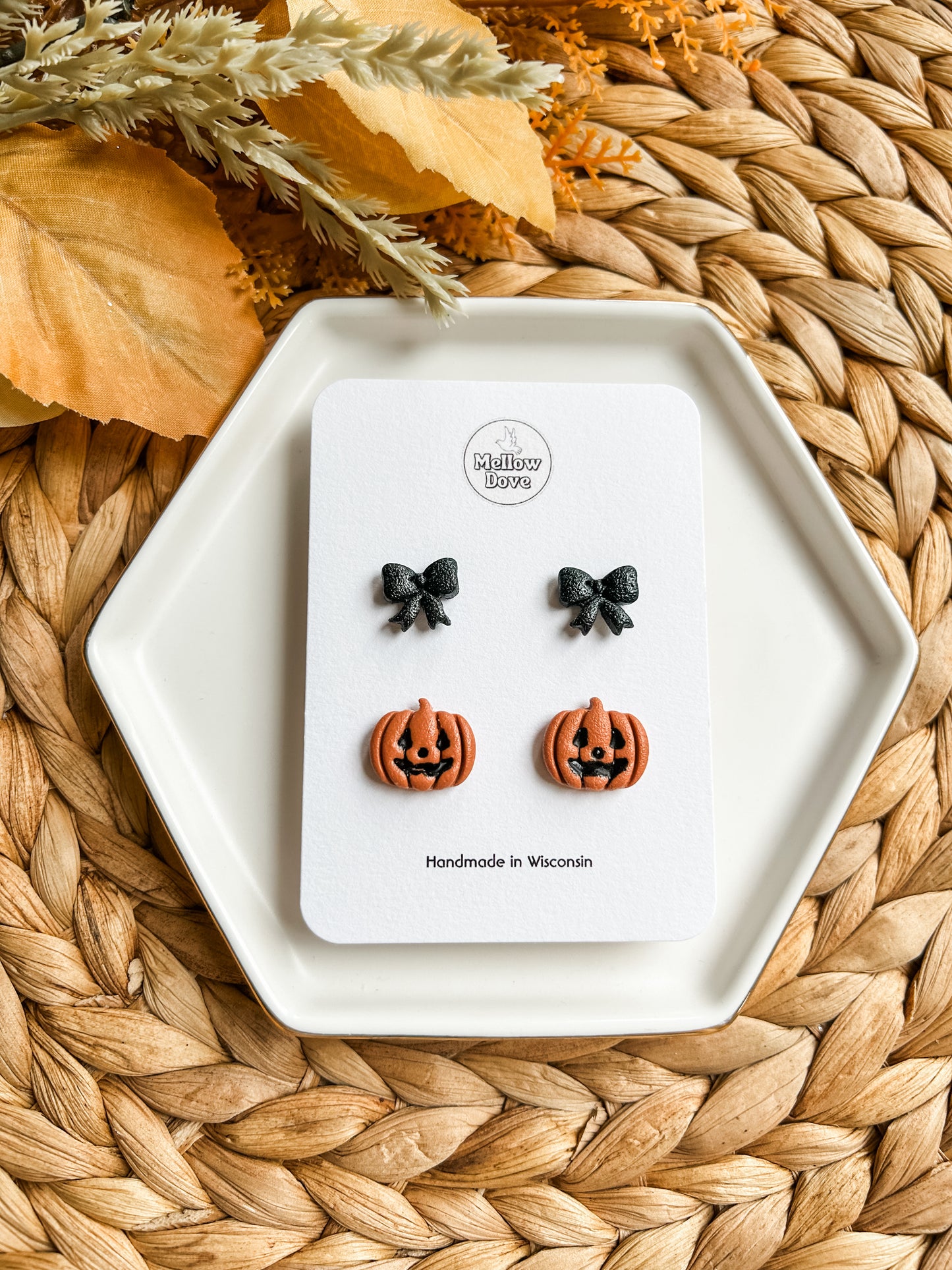 Bow + Jack-O-Lantern Stud Pack