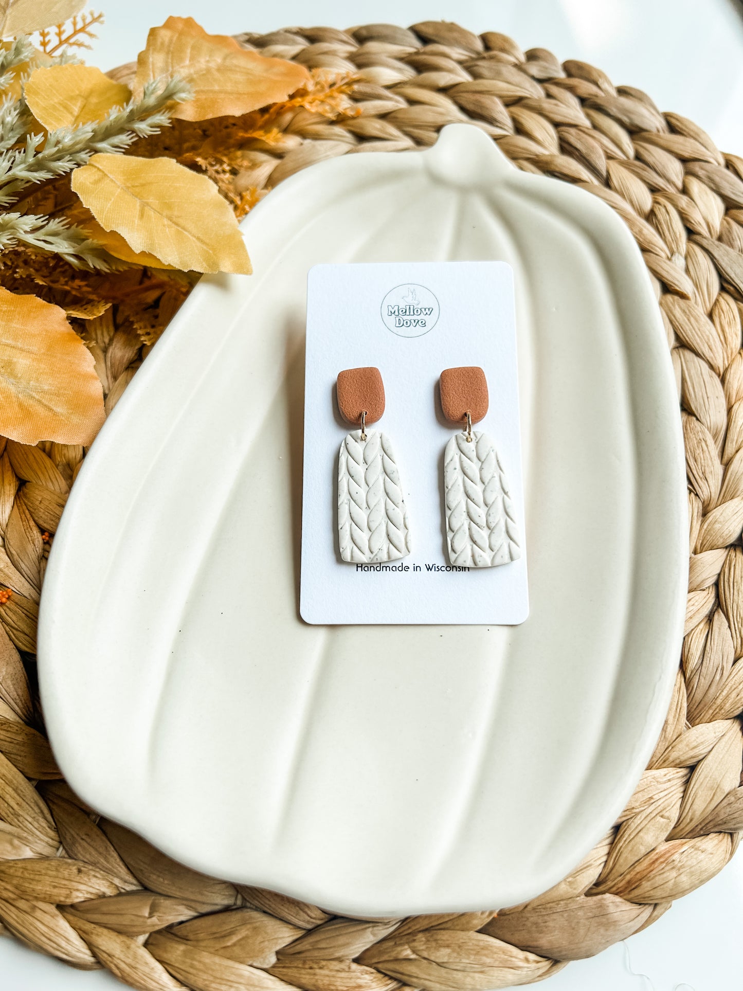 Ivory Sweater Knit Earrings