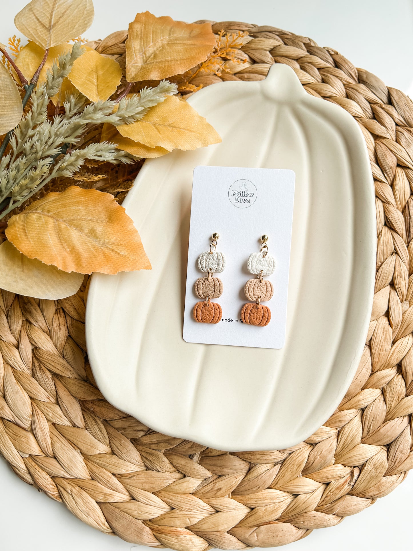 Neutral Pumpkin Trio Earrings