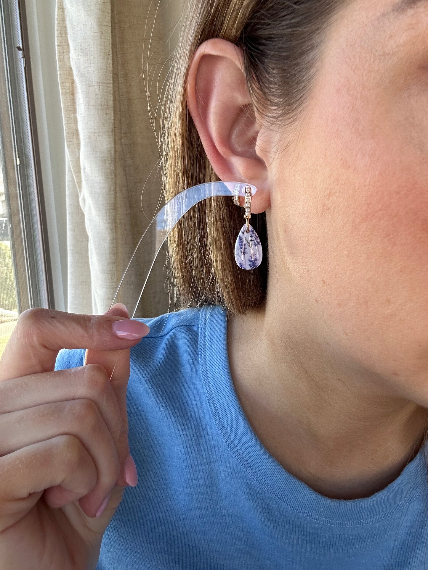 Lavender Drop with Pearl Hoop