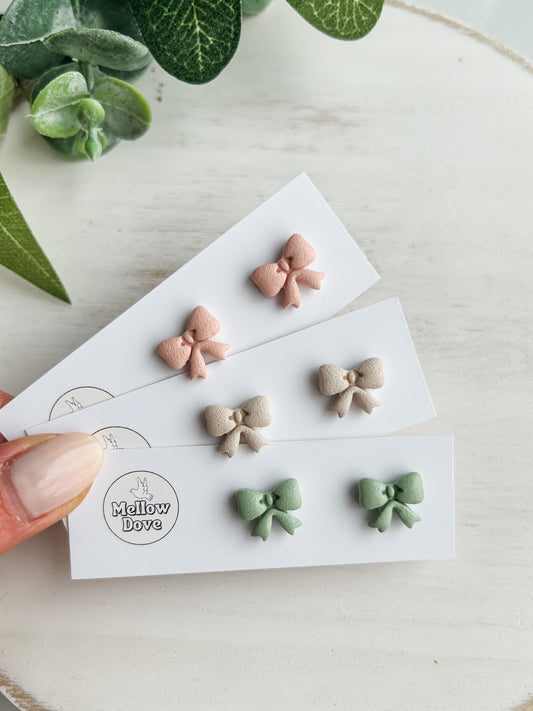 Bow Studs | Blush, Sage, Vanilla