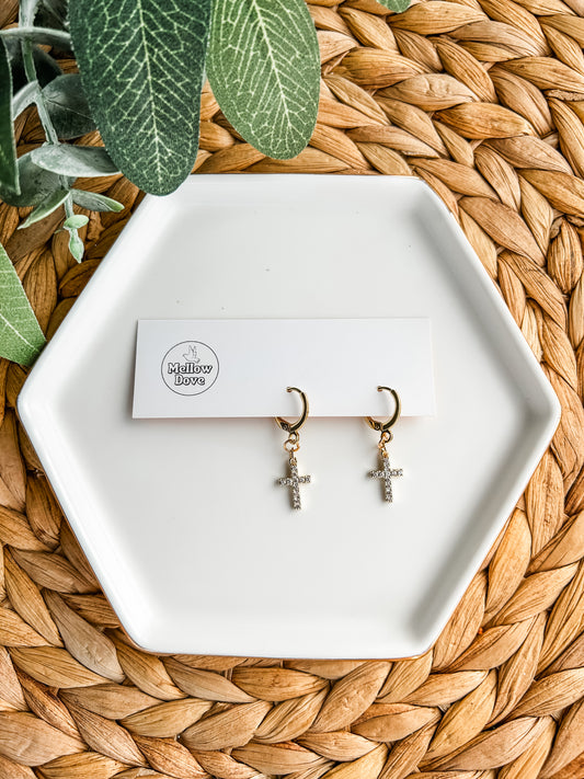 Cross Charm Hoops