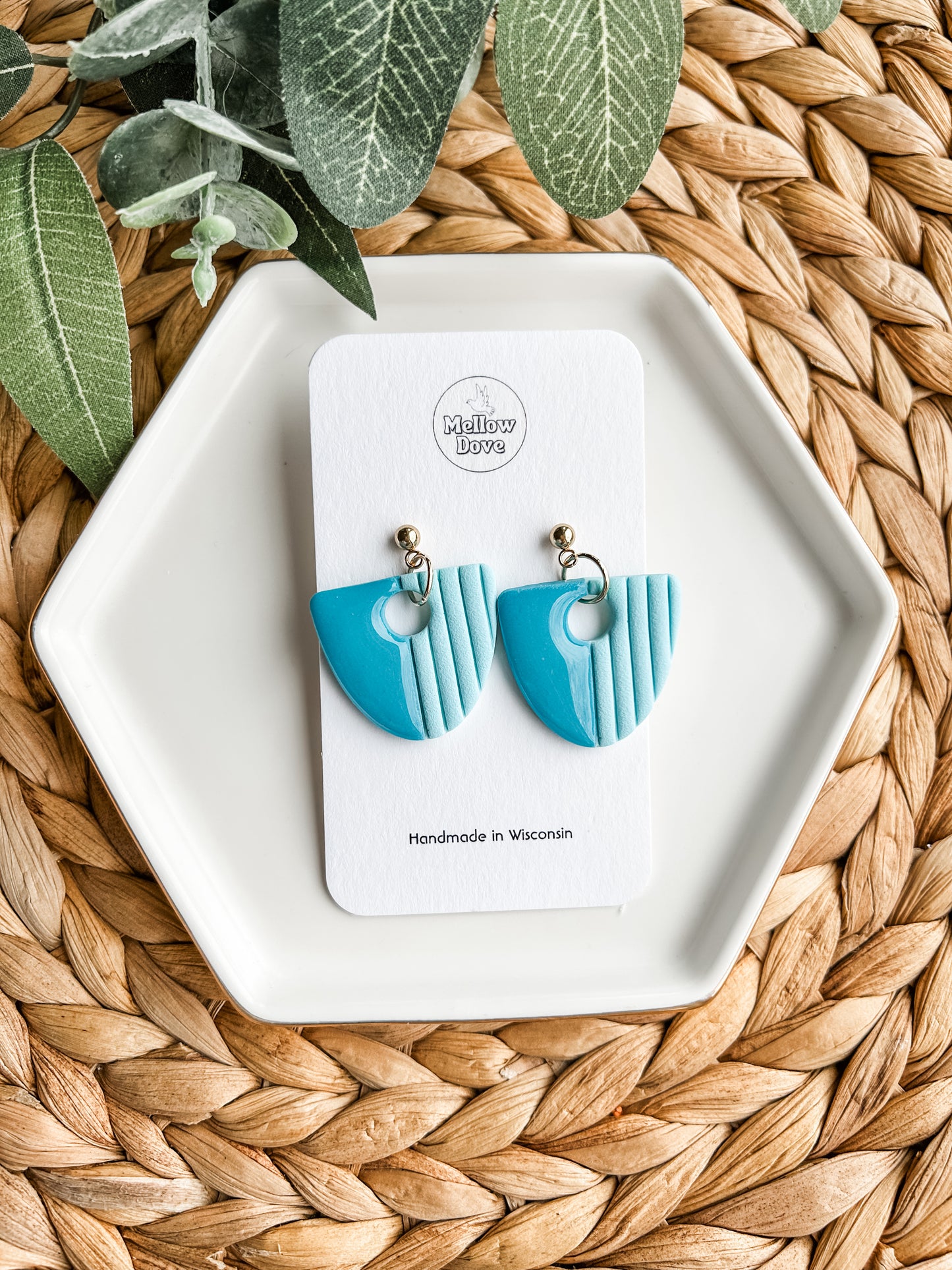 Geometric Dual Color Earrings (Pink/Blue)