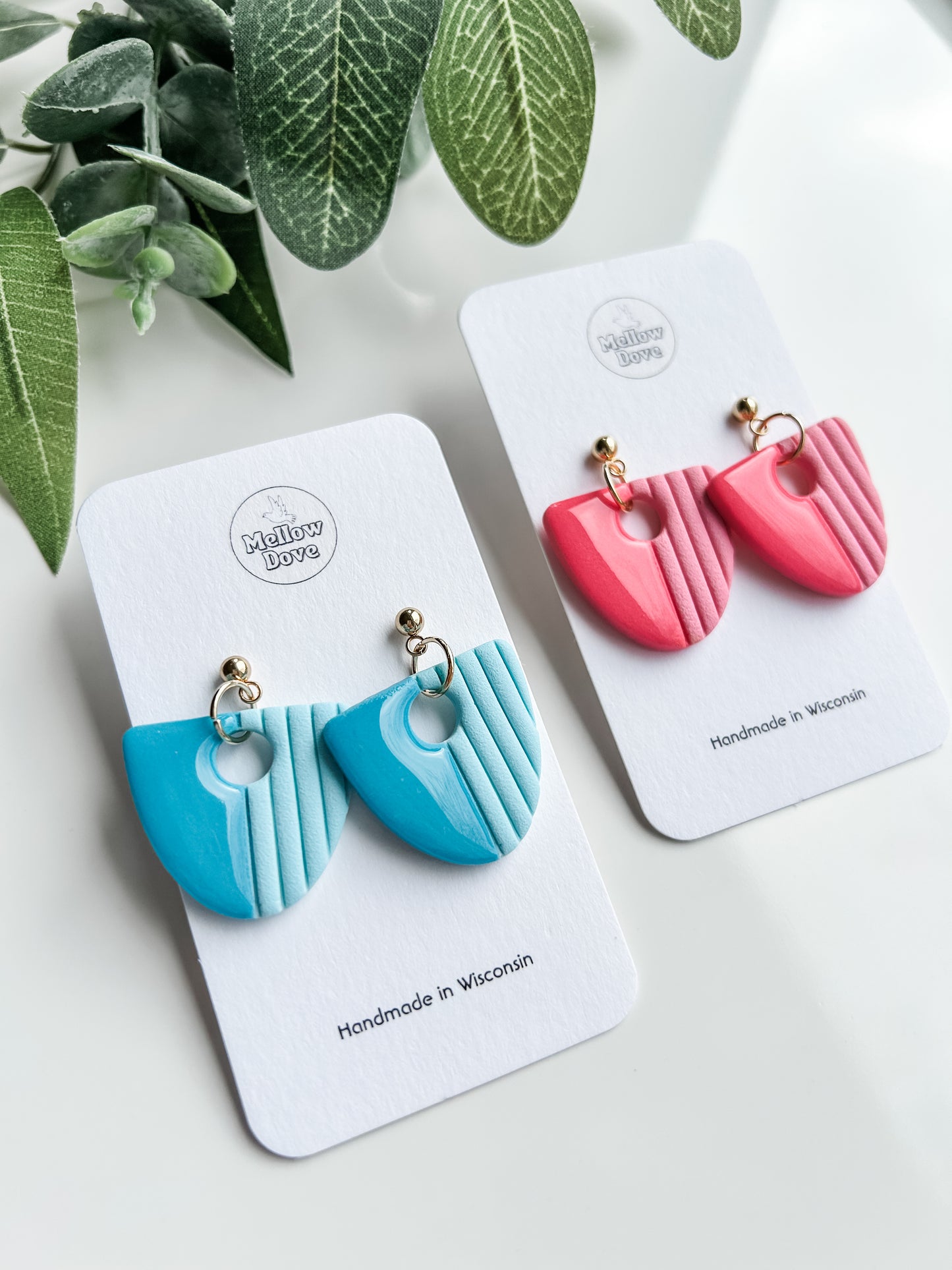 Geometric Dual Color Earrings (Pink/Blue)