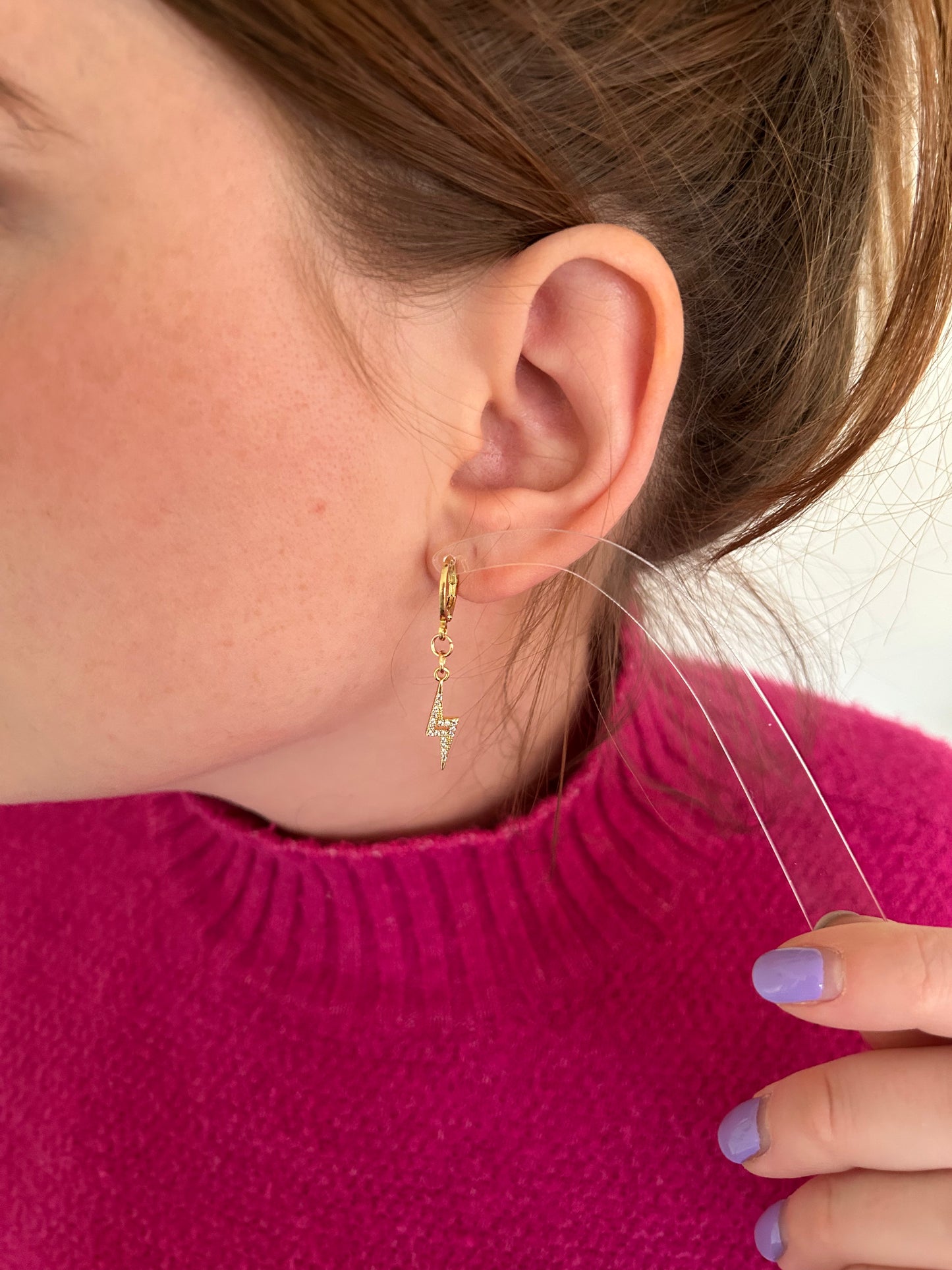 Lightning Bolt Charm Hoops