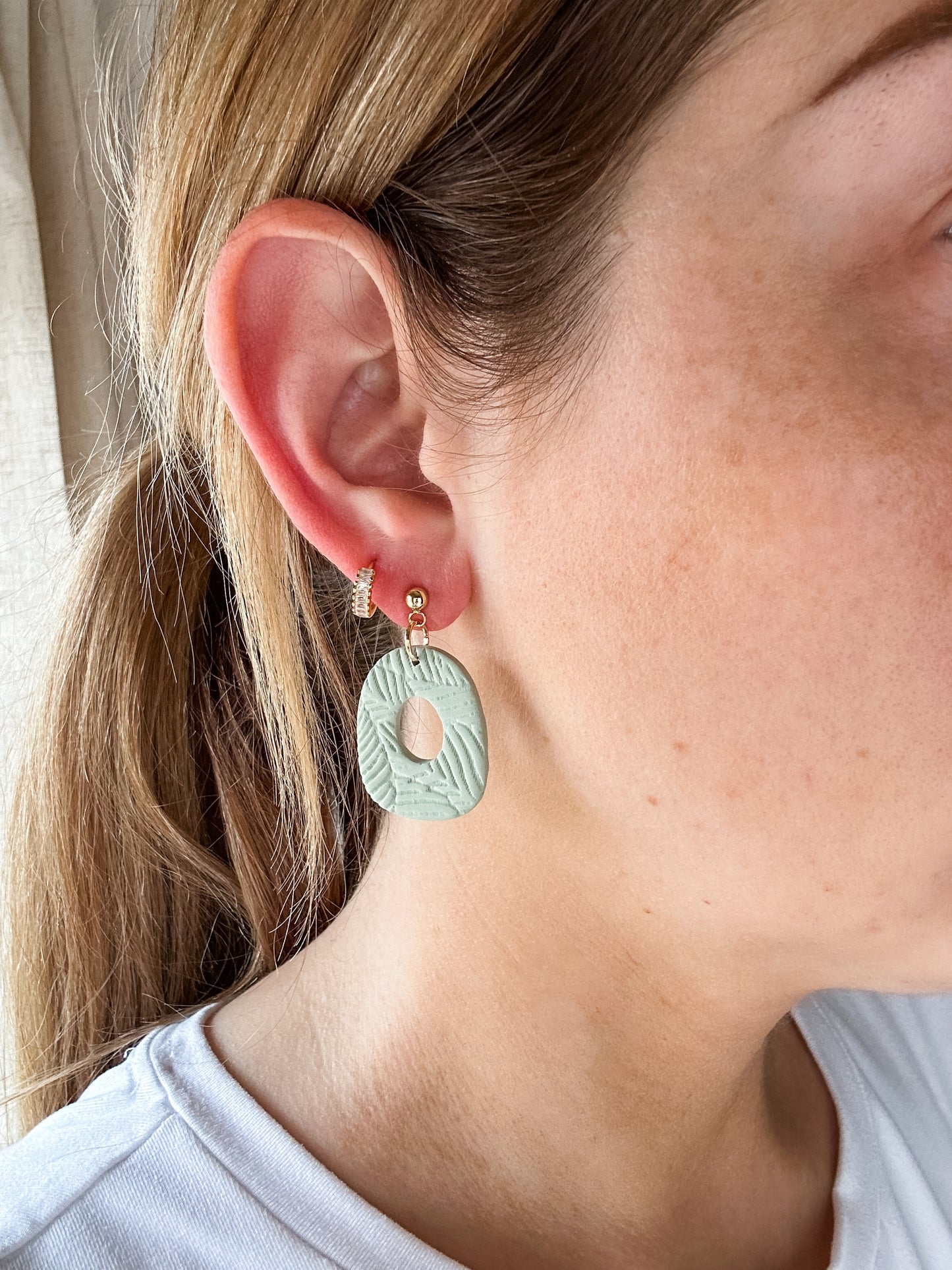 Sage Palm Texture Boho Earrings