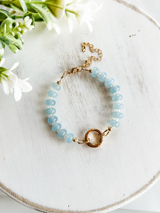 Charm Bracelet Base | Aquamarine Gemstone