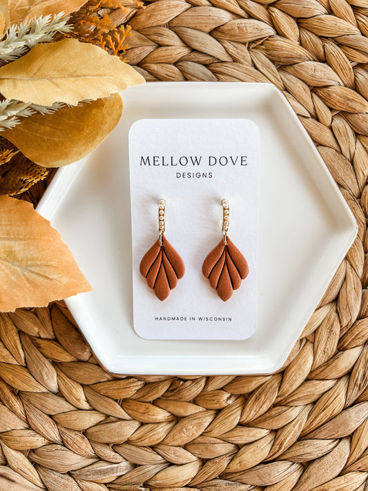 Rust Leaf Drop with Pearl Hoop