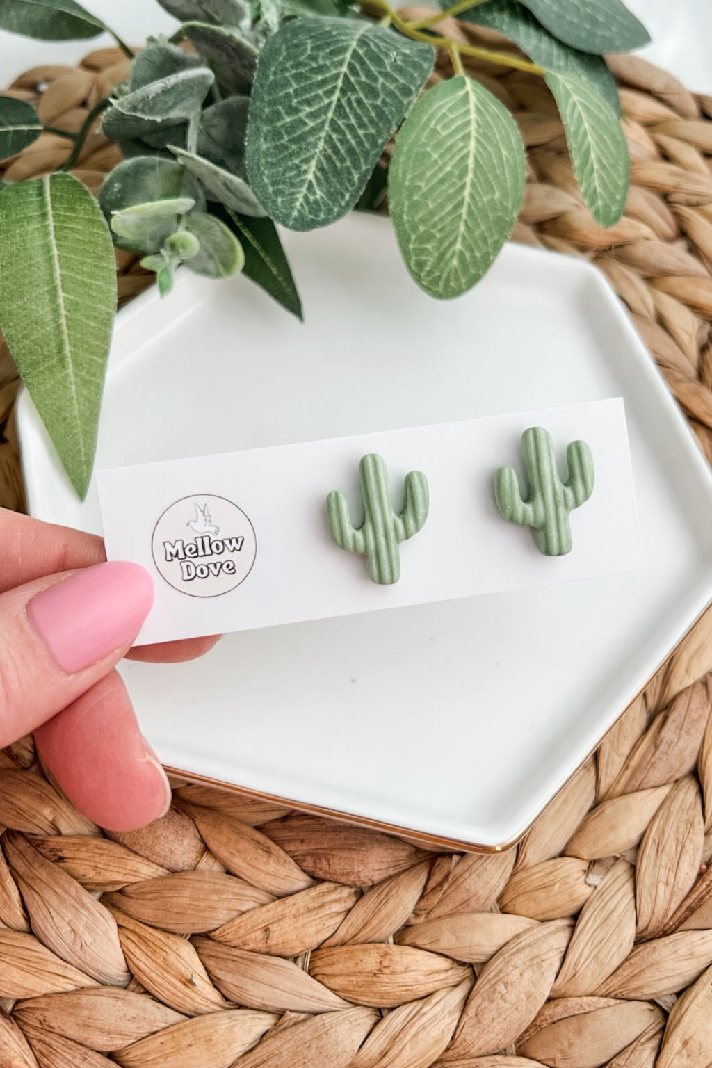 Sage Cactus Studs