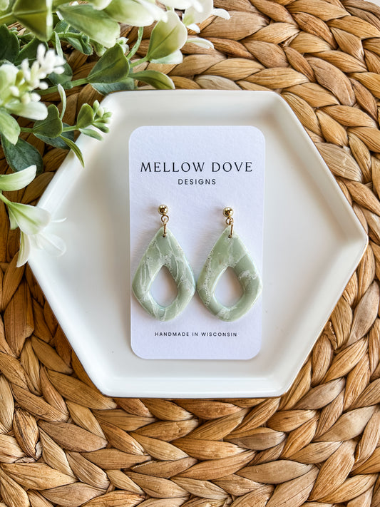 Sage Marble | Diamond Drop Earrings