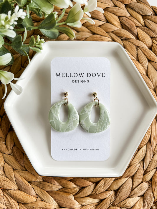 Sage Marble | Organic Circle Drop Earrings