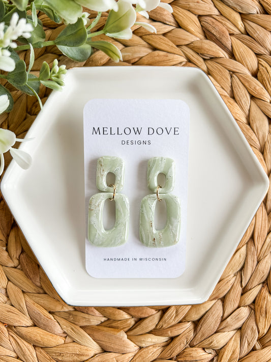 Sage Marble | Organic Square Drop Dangles
