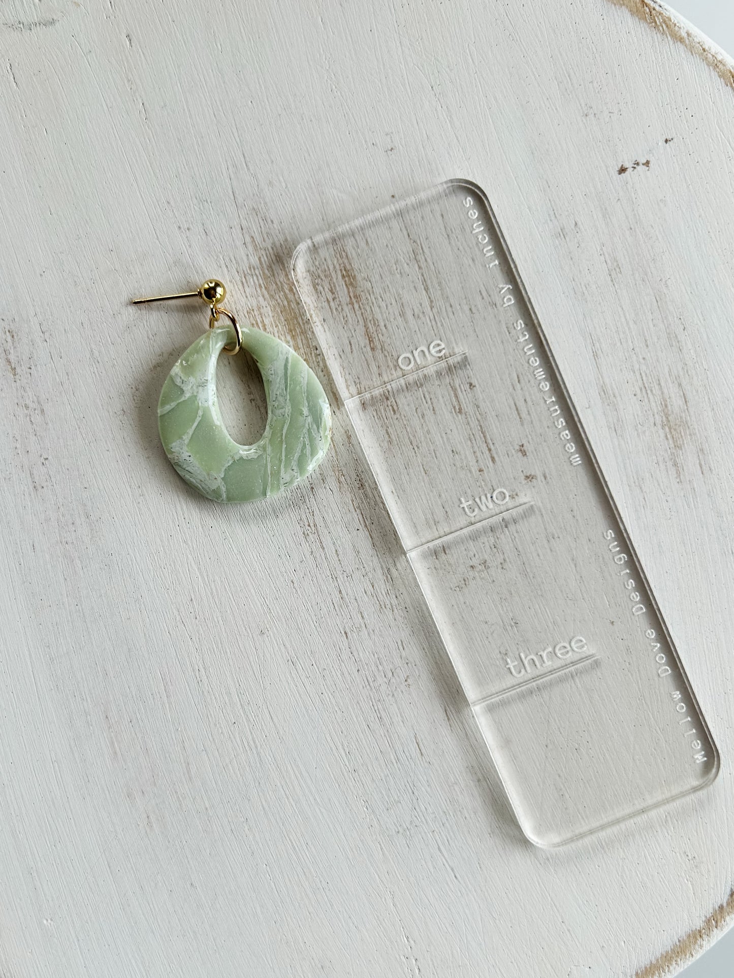 Sage Marble | Organic Circle Drop Earrings