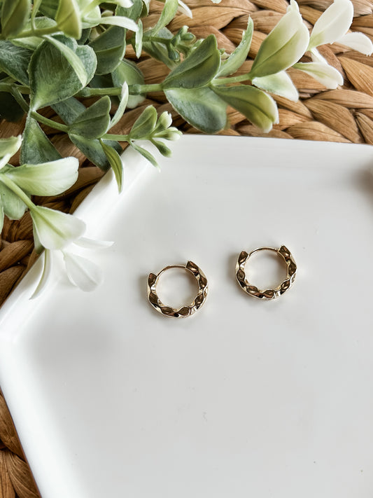 Geometric Flat Twist Huggie Hoops | 14K Gold-Filled