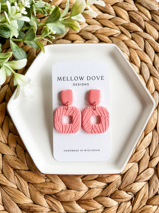 Coral Pink Shell Texture Dangles