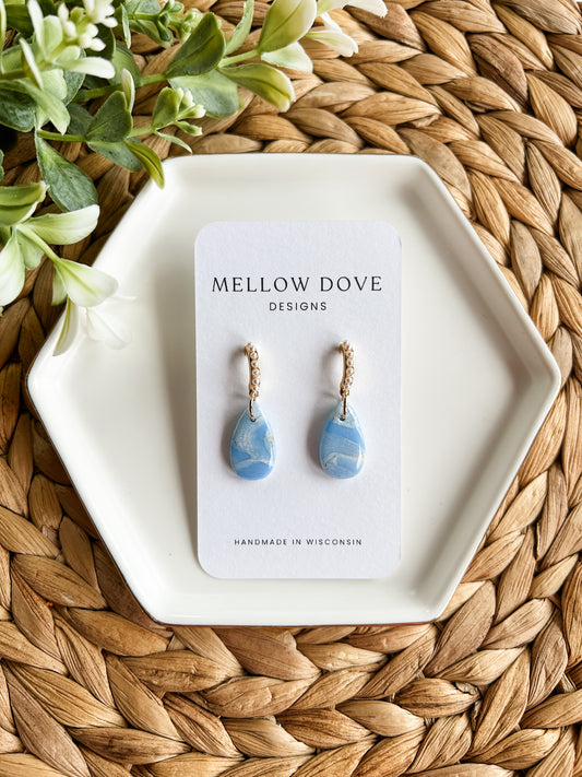 Coastal Cloud Marble | Pearl Hoop Earrings