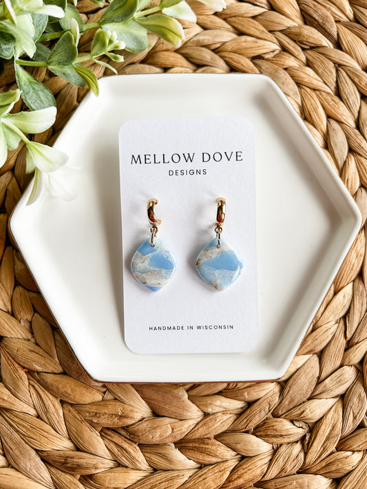 Coastal Cloud Marble | Gold Hoop Earrings