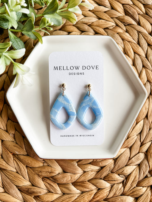 Coastal Cloud Marble | Diamond Drop Earrings