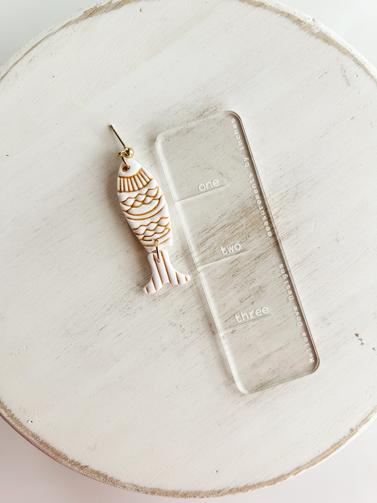 Fish Dangles | White + Gold