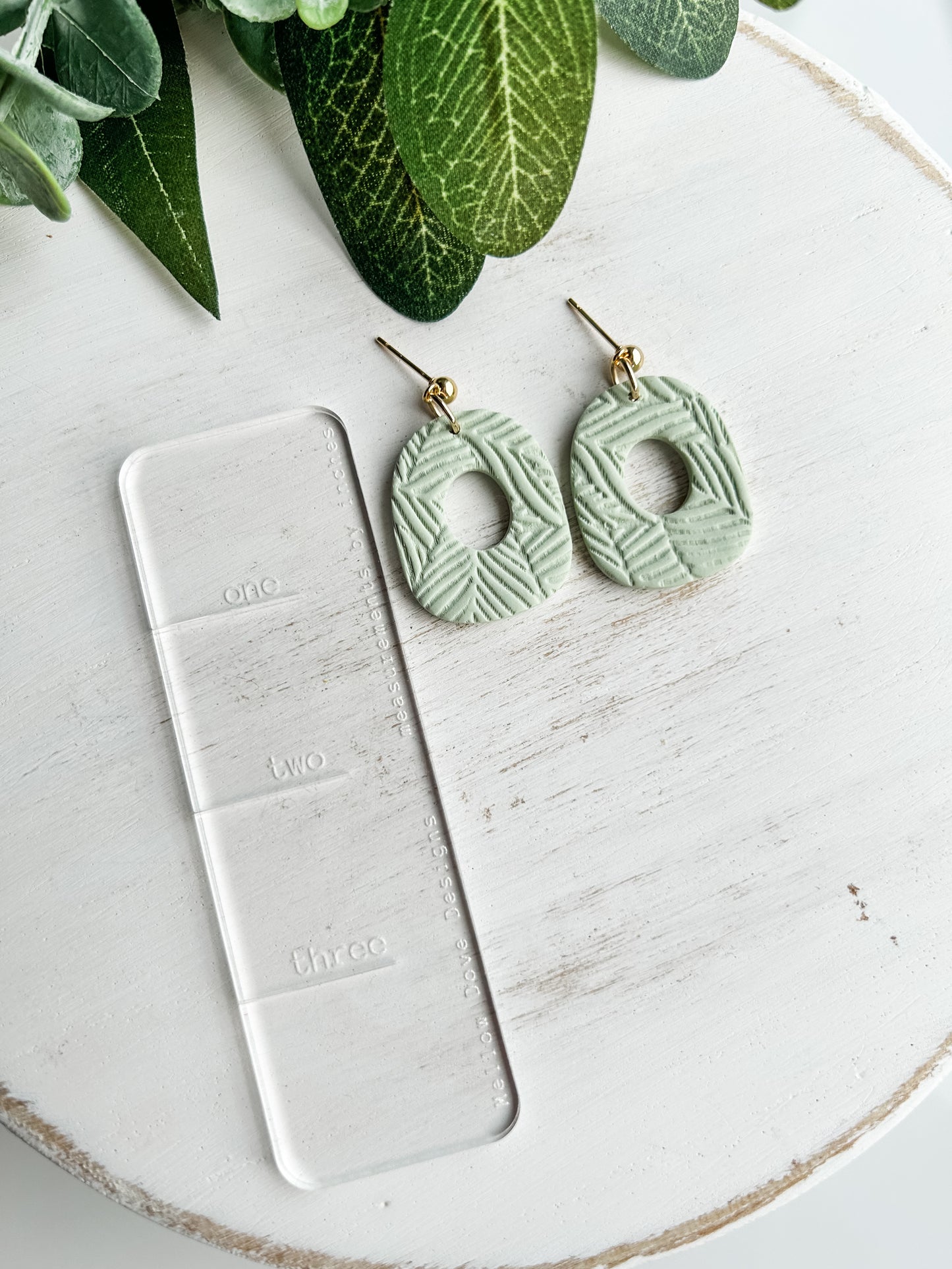 Sage Palm Texture Boho Earrings