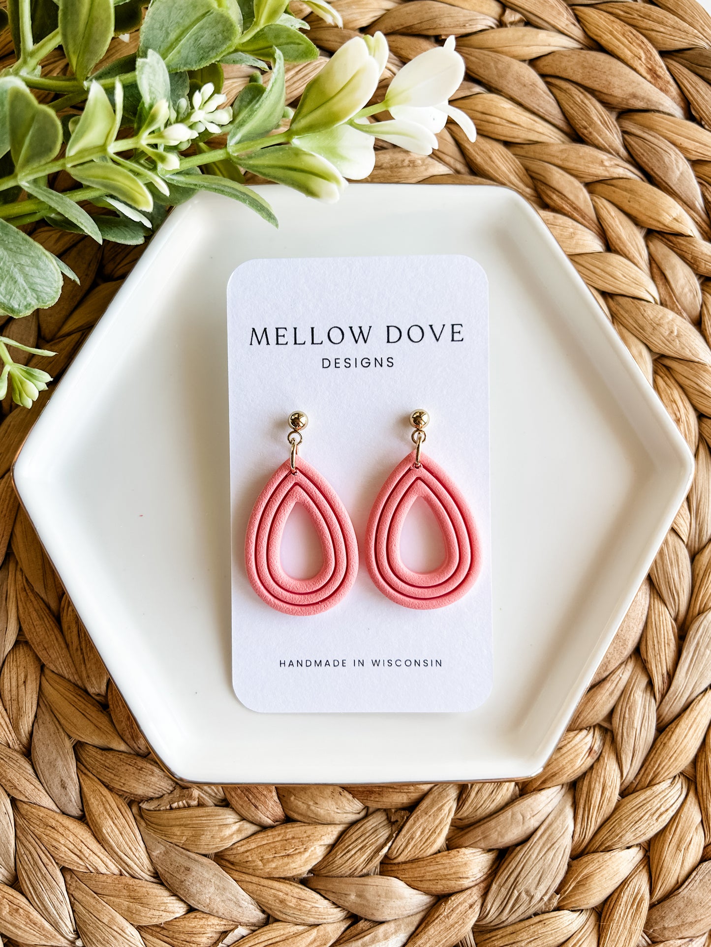 Classic Teardrop Dangles | Coral Pink