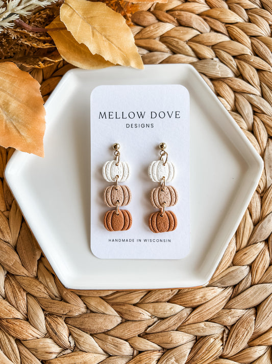 Neutral Pumpkin Trio Earrings