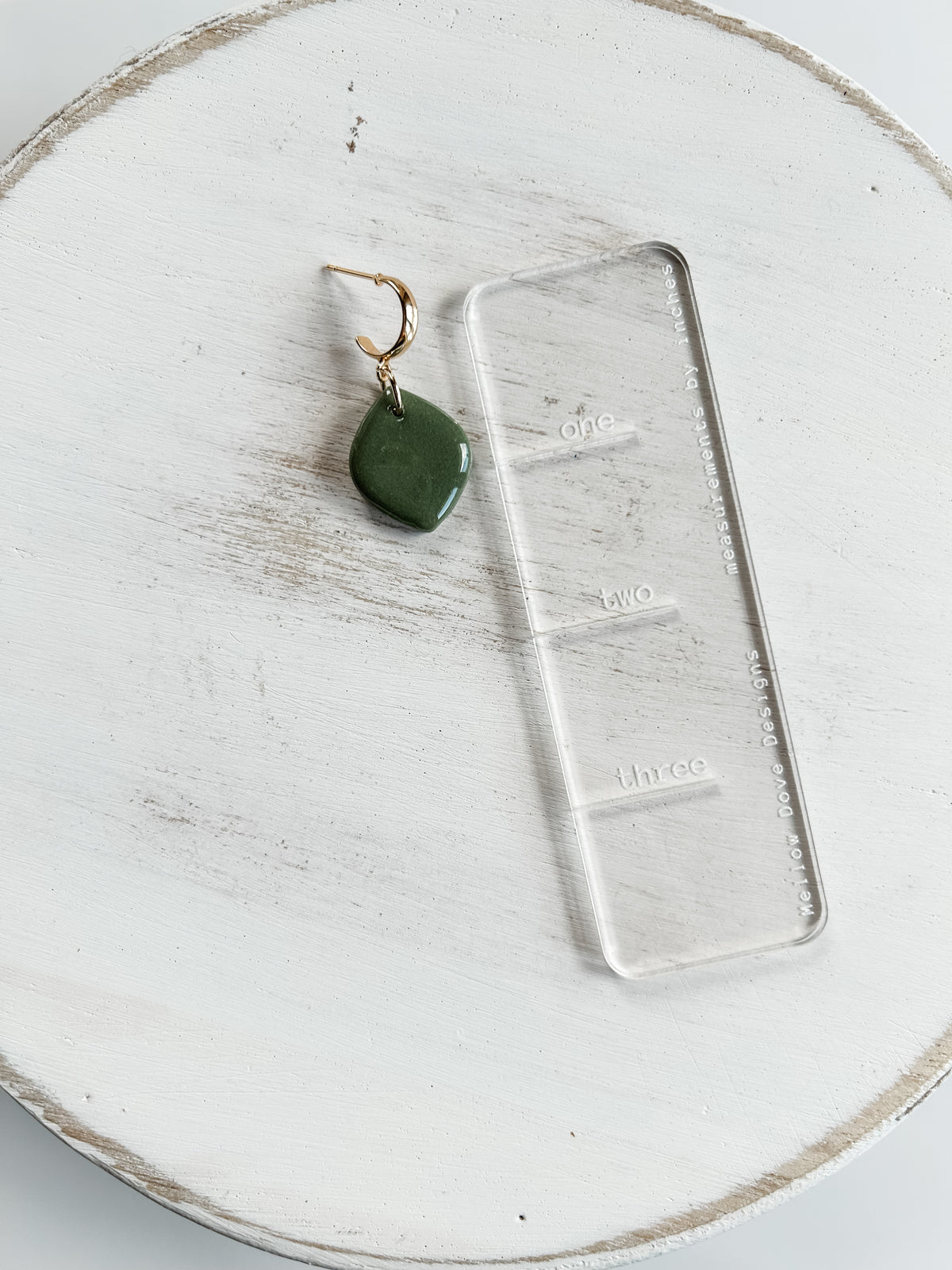 Olive Green Drop | Gold Hoop Earring