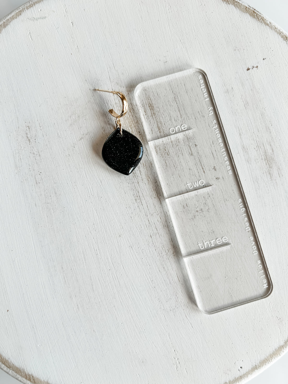 Black Shimmer | Gold Hoop Earring