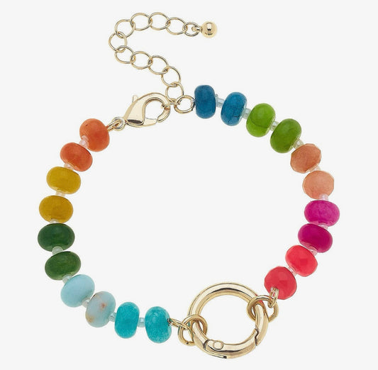 Charm Bracelet Base- Rainbow Gemstone