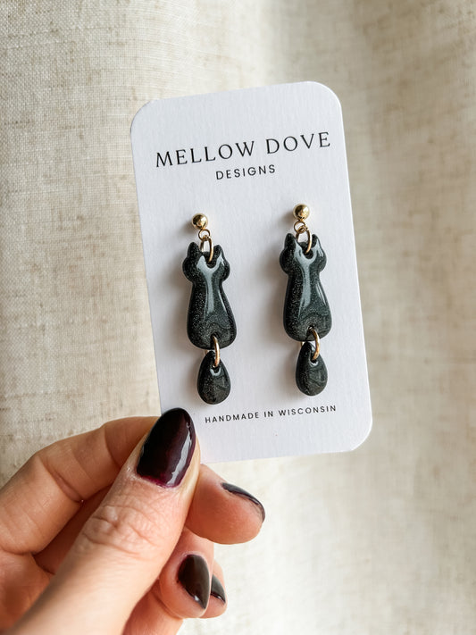 Black Cat Dangle Earrings