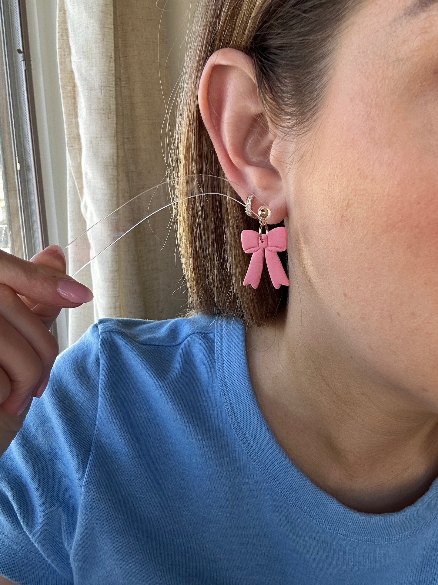 Pink Bow Earrings