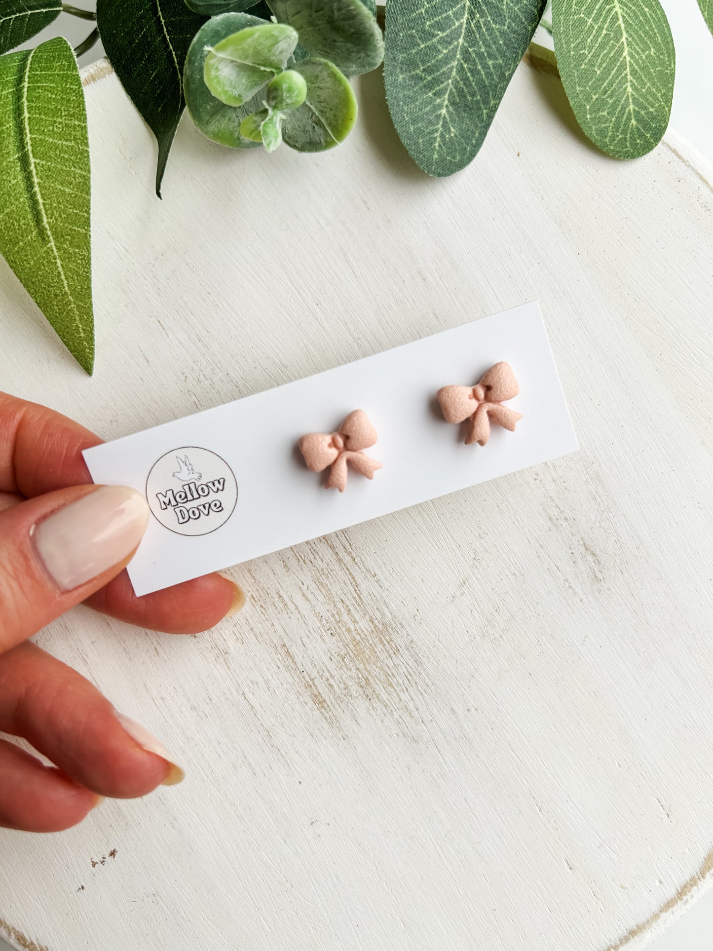 Bow Studs | Blush, Sage, Vanilla