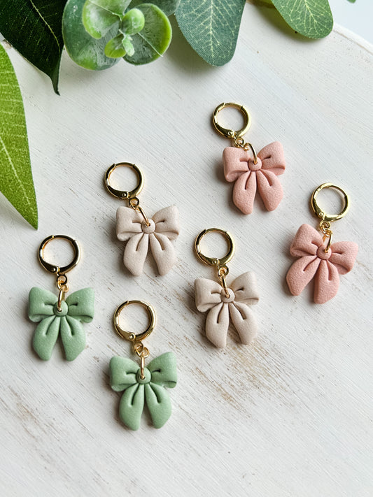 Bow Hoops | Blush, Sage, Vanilla