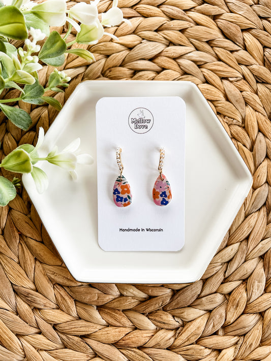 Fiesta Floral Earrings with Pearl Hoop