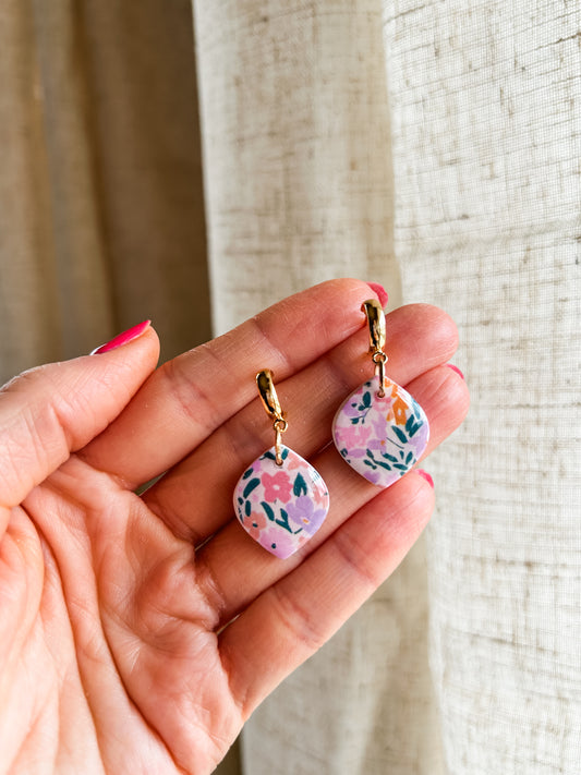 Fiesta Floral Earrings with Gold Hoop