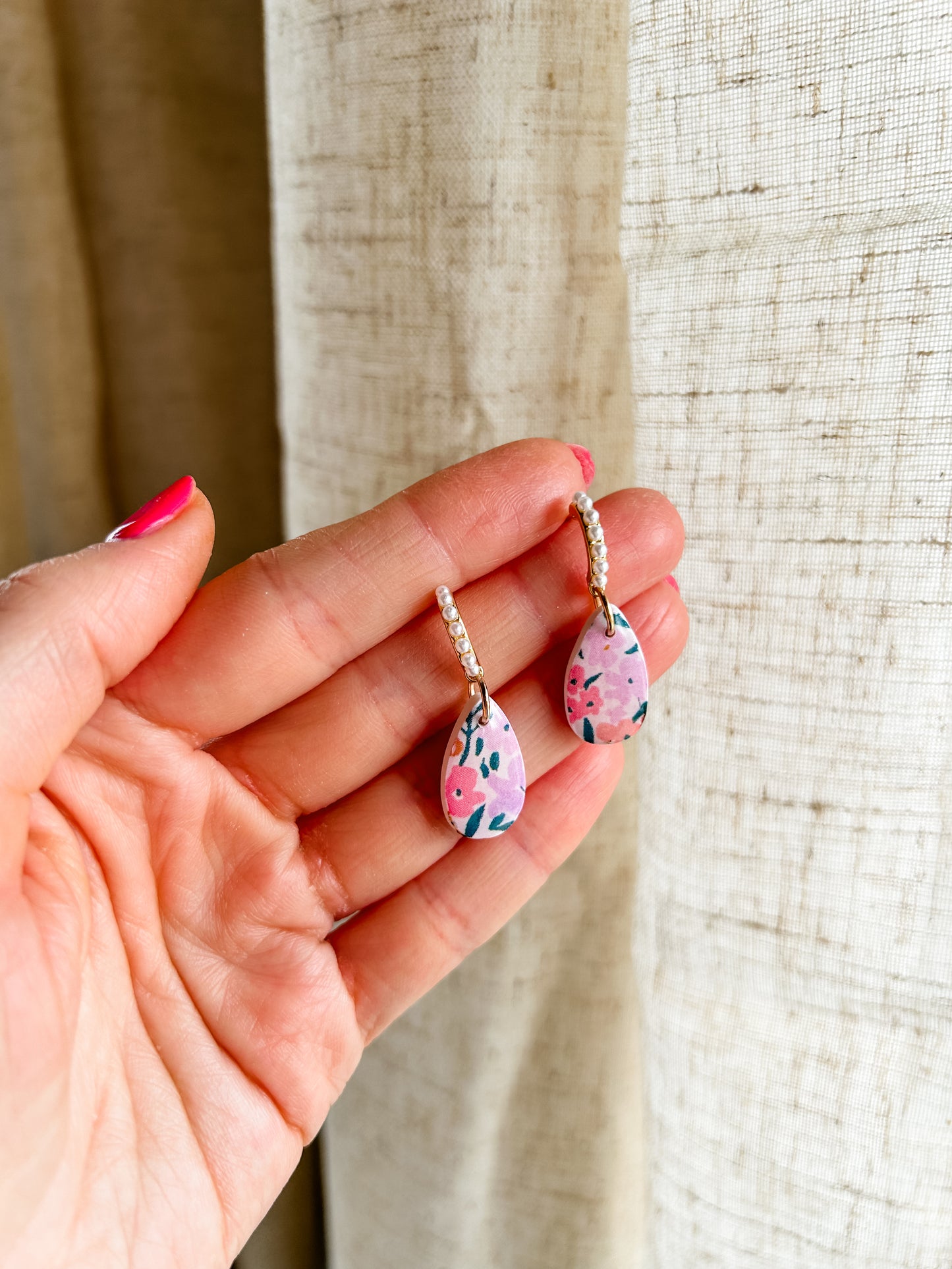 Fiesta Floral Earrings with Pearl Hoop