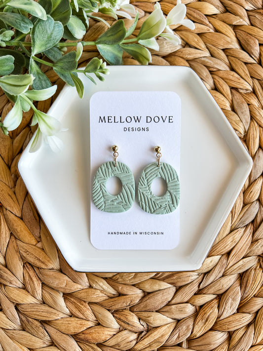 Sage Palm Texture Boho Earrings
