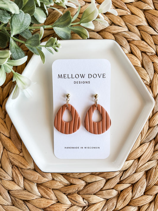 Terracotta Boho Ribbed Earrings