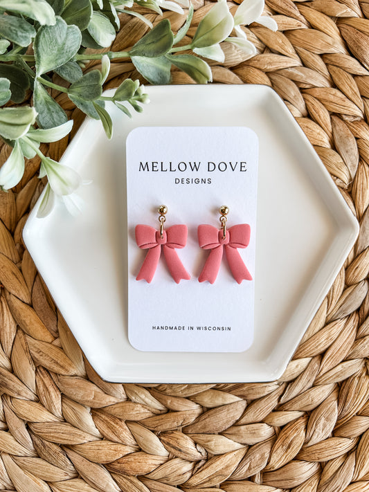 Pink Bow Earrings