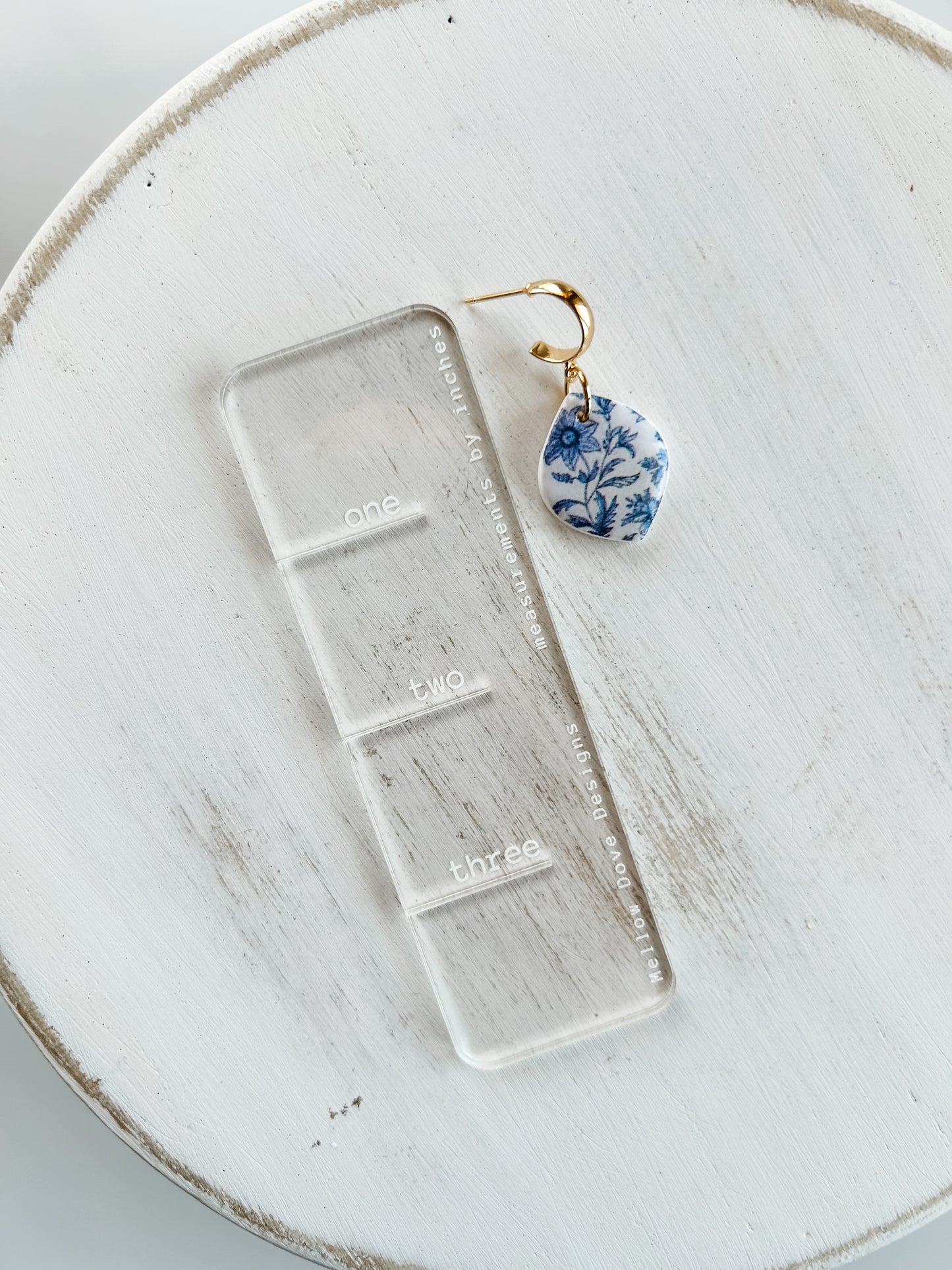 Blue Chinoiserie | Gold Hoop Earrings