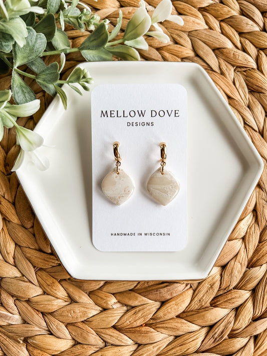 Vanilla Marble | Gold Hoop Earrings