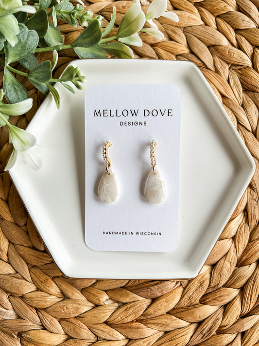 Vanilla Marble | Pearl Hoop Earrings