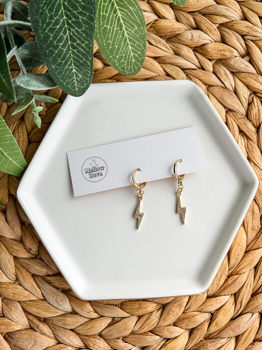 Lightning Bolt Charm Hoops